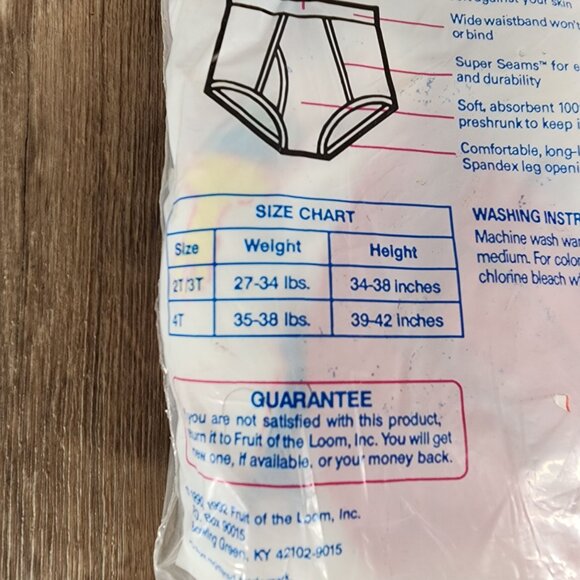 Vintage 1992 Fruit Of The Loom Toddler Boys 2T/3T Briefs 3-Pack Made In USA - Picture 6 of 8